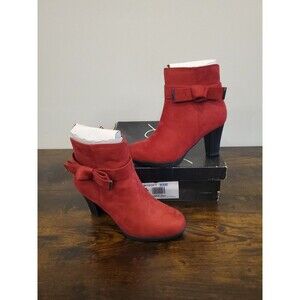 My Soft Faux Suede Booties With Bow Size 6.5 NEW Wine Red See description